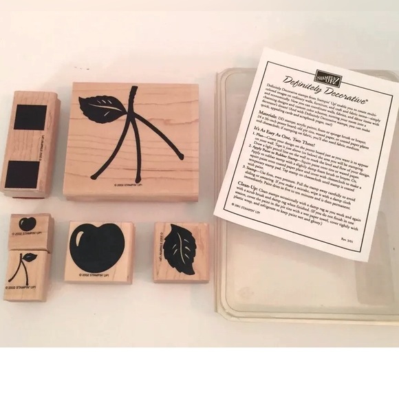 Stampin’ Up Very cherry set of 6 wood mounted stamps Cherries Cherry Stems ECU - Picture 1 of 6